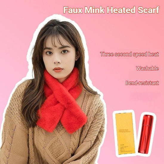 Winter Imitation Rabbit Fur USB Heated Scarf Beige