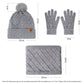 Women Beige Argyle 3-Piece Set-Hat Scarf and Gloves