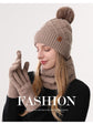 Women Beige Argyle 3-Piece Set-Hat Scarf and Gloves