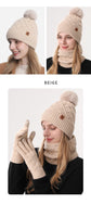 Women Beige Argyle 3-Piece Set-Hat Scarf and Gloves