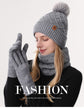 Women Milky-White Argyle 3-Piece Set-Hat Scarf and Gloves