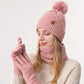 Women Pink Argyle 3-Piece Set-Hat Scarf and Gloves