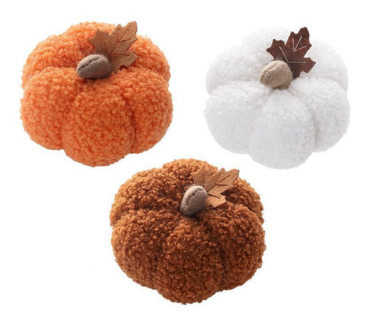Assorted Fabric Plush Pumpkin Decor Set, Orange Coffee White Pumpkin Ornaments, All-In-One Props For Halloween, Thanksgiving And Christmas Window & Table Layout