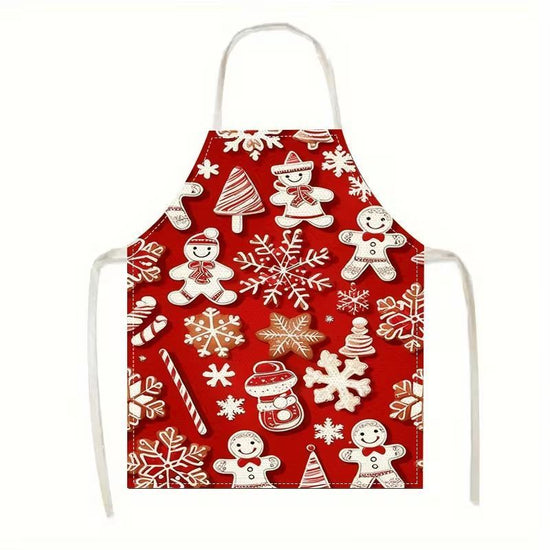 Festive Christmas & Halloween Apron, 75x65 cm Light Cotton Linen, lightweight and breathable, large size offers extra coverage, multiple pockets to hold utensils and napkins.