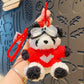 White Bear Plush Keychain With Red Heart Accent, Adorable Bag Hanging Ornament, Sweet Small Gift for Christmas & Halloween Occasions