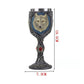Resin Wolf Head Emblem Wine Goblet 2 PCS, Gothic Carved Resin Cup, Stainless Steel Inner Liner, Table Decor for Christmas & Halloween Gathering