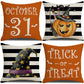 Halloween & Christmas Home Decor 4PC Decorative Pillow Cover, Style 13, Suitable For Sofa, Living Room, Bedroom, 45x45cm Does Not Include Pillow Core, Stable Shape Cushion Cover For Household Holiday Ornament