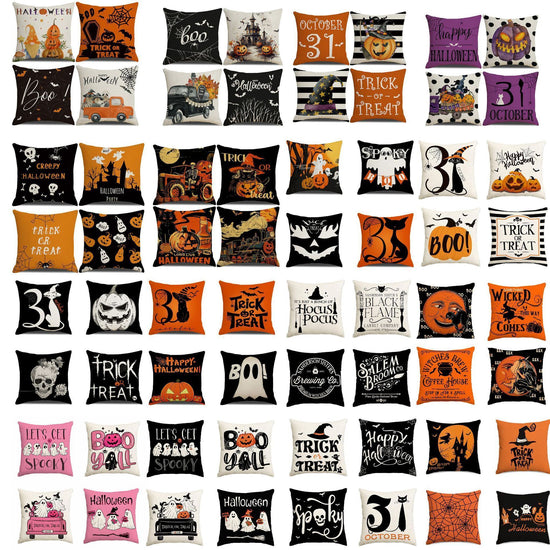 4PC Seasonal Decorative Pillow Cover, Fit For Christmas & Halloween, Style 16, Suitable For Sofa, Living Room, Bedroom, 45x45cm Does Not Include Pillow Core, Practical Household Cushion Cover For Holiday Party Decor
