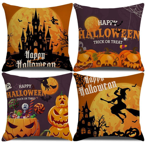 Halloween & Christmas Occasion 4PC Home Decor Pillow Cover, Style 21, Suitable For Sofa, Living Room, Bedroom, 45x45cm Does Not Include Pillow Core, Versatile Decor Cushion Cover For Indoor Holiday Vibe