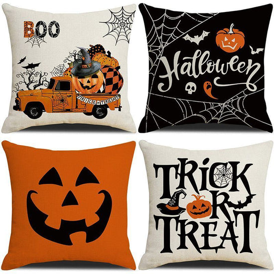 Decorative Holiday Pillow Cover 4PC, Christmas & Halloween Household Accessory, Style 26, Suitable For Sofa, Living Room, Bedroom, 45x45cm Does Not Include Pillow Core, Light‑toned Decor Cushion Cover For Indoor Atmosphere Adjustment