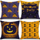4PC Household Decor Pillow Cover, For Christmas & Halloween Festival Layout, Style 28, Suitable For Sofa, Living Room, Bedroom, 45x45cm Does Not Include Pillow Core, Home Accent Cushion Cover For Indoor Party Ambience