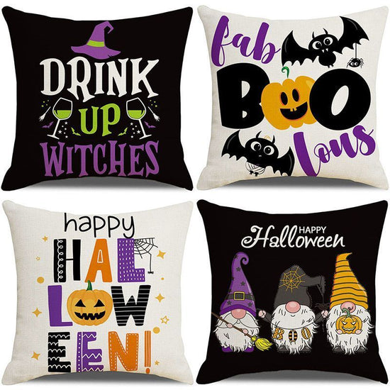 4PC Pillow Cover For Festival Decoration, Christmas & Halloween Home Display, Style 32, Suitable For Sofa, Living Room, Bedroom, 45x45cm Does Not Include Pillow Core, Cozy Home Decor Cushion Cover For Leisure Indoor Corner