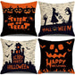 4PC Indoor Decor Pillow Cover, Suitable For Christmas & Halloween Celebration, Style 36, Suitable For Sofa, Living Room, Bedroom, 45x45cm Does Not Include Pillow Core, Home Furnishing Accent Cushion Cover For Festival Scene Beautify