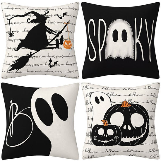 Christmas & Halloween Household Decor Item 4PC Pillow Cover, Style 46, Suitable For Sofa, Living Room, Bedroom, 45x45cm Does Not Include Pillow Core, Household Ornament Piece Cushion Cover For Multi‑holiday Application