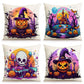 4PC Indoor Festival Decor Pillow Covers, For Christmas & Halloween Occasion, Style‑55, Suitable For Sofa, Living Room, Bedroom, 45x45cm, Pillow Insert Not Included, Durable Cushion Cover For Repeated Home Usage