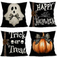 4PC Holiday Home Accent Pillow Cover For Christmas & Halloween, Style‑76, Suitable For Sofa, Living Room, Bedroom, 45x45cm, Pillow Insert Not Included, Wear‑resistant Cushion Cover For Repeated Festival Application