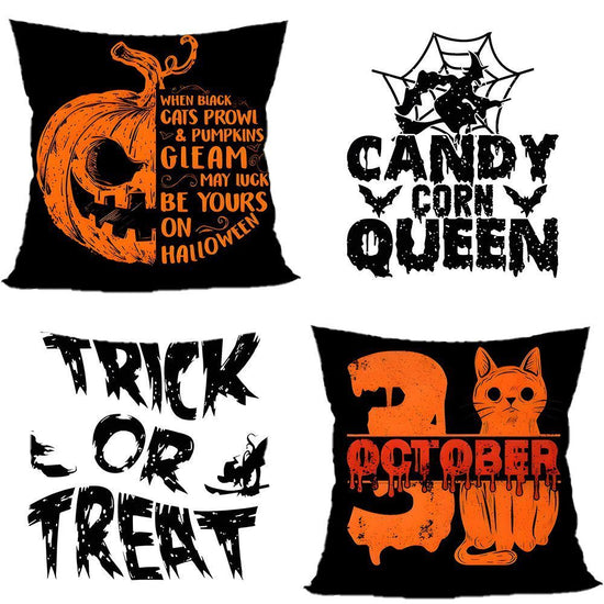 4PC Holiday Layout Pillow Cover Fit For Halloween & Christmas, Style‑62, Suitable For Sofa, Living Room, Bedroom, 45x45cm, Pillow Insert Not Included, Flexible Texture Cushion Cover For Multiple Scene Combination