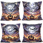 4PC Household Holiday Ornament Pillow Cover For Christmas & Halloween, Style‑72, Suitable For Sofa, Living Room, Bedroom, 45x45cm, Pillow Insert Not Included, Fine Texture Cushion Cover For Leisure Corner Decoration