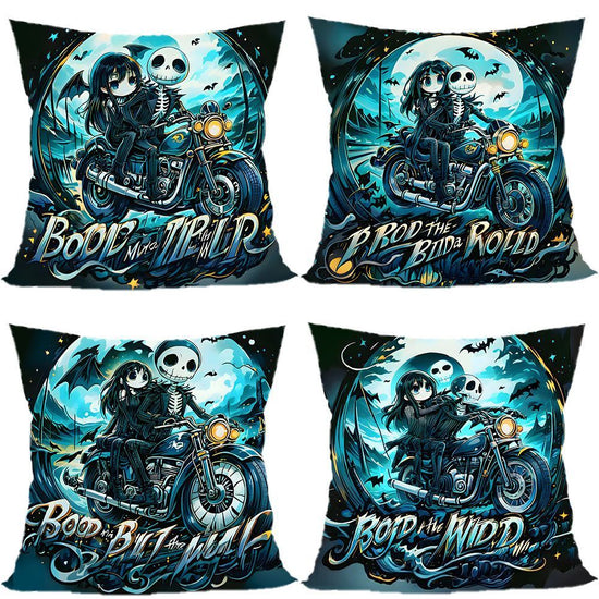 4PC Indoor Festival Pillow Cover For Halloween & Christmas Celebration, Style‑73, Suitable For Sofa, Living Room, Bedroom, 45x45cm, Pillow Insert Not Included, Practical Decor Cushion Cover For Family Gathering Preparation