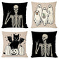 4PC Seasonal Decor Pillow Cover For Halloween & Christmas, Style‑103, Suitable For Sofa, Living Room, Bedroom, 45x45cm, Pillow Insert Not Included, Tight Seam Cushion Cover For Household Holiday Vibe
