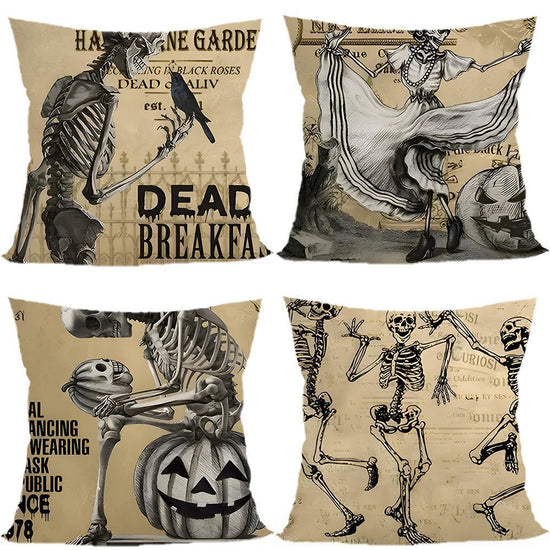 4PC Multi‑occasion Decor Pillow Cover For Halloween & Christmas, Style‑85, Suitable For Sofa, Living Room, Bedroom, 45x45cm, Pillow Insert Not Included, Easy‑maintain Cushion Cover For Long‑term Home Display