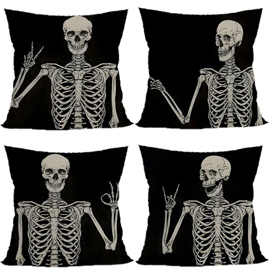 Halloween & Christmas Home Party 4PC Pillow Cover, Style‑97, Suitable For Sofa, Living Room, Bedroom, 45x45cm, Pillow Insert Not Included, Tear‑resistant Cushion Cover For Frequent Disassembly