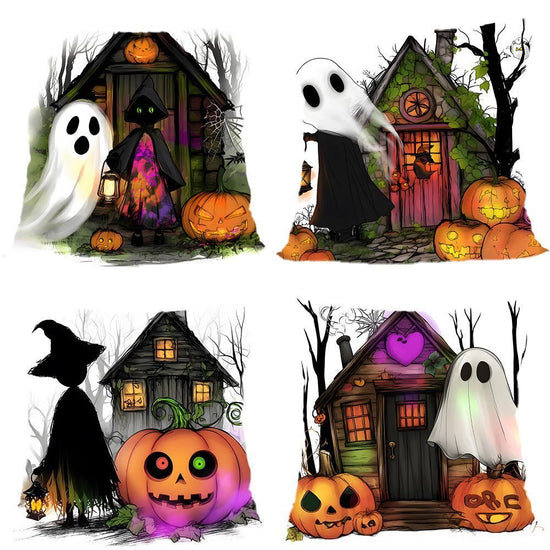 4PC Themed Decor Pillow Cover For Christmas & Halloween Occasion, Style‑95, Suitable For Sofa, Living Room, Bedroom, 45x45cm, Pillow Insert Not Included, Muted‑tone Cushion Cover For Low‑key Festive Layout