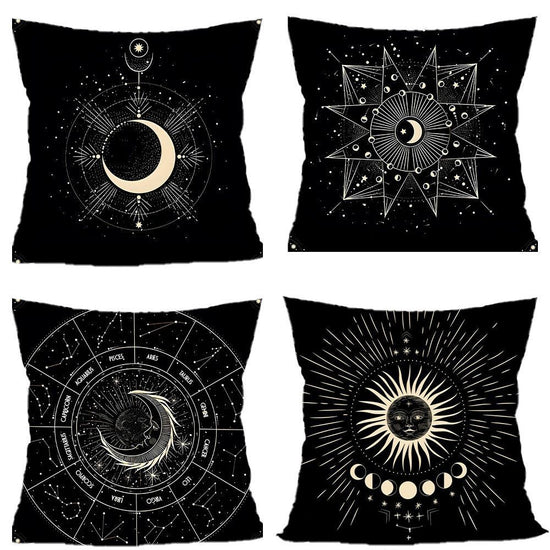 4PC Seasonal Home Accent Pillow Cover For Christmas & Halloween, Style‑98, Suitable For Sofa, Living Room, Bedroom, 45x45cm, Pillow Insert Not Included, Wrinkle‑resistant Cushion Cover For Family Gathering Scene Setup