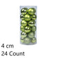 24Pcs Glossy Plastic Holiday Hanging Baubles, Fruit Green 4cm Electroplated Balls Used in Christmas Wreath and Halloween Venue Decoration