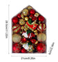 72Pcs Multi-style Christmas Tree Ornament Collection with House Shape Packaging Box, Glossy Baubles and Figure Decorations in White Red Collocation, Applied for Xmas Party Layout and Halloween Venue Styling