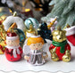 72 Pieces Festive Mixed Holiday Baubles Set in House Mold Gift Box, Electroplated Printed Spheres and Cartoon Pendants with Pink Gold Palette, Used to Embellish Christmas Display and Halloween Themed Party Space