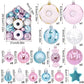 72 Count Rich Assorted Holiday Baubles Packed in House Shaped Gift Box, Patterned Electroplated Spheres and Multi-shaped Hangings in Blue White Pink Blend, Enrich Christmas Visual Effect and Boost Halloween Party Overall Vibe