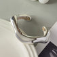 Minimalist Irregular Curved Open Cuff Bracelet, Silver Lava Texture Metal Bangle, Niche Fashion Wrist Ornament for Christmas Halloween Souvenir Gifts, Style Code 2267