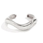 Minimalist Irregular Curved Open Cuff Bracelet, Silver Lava Texture Metal Bangle, Niche Fashion Wrist Ornament for Christmas Halloween Souvenir Gifts, Style Code 2267