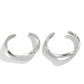 Stackable Irregular Curved Metal Bracelet 2 In 1 Pack, Silver Lava Texture Open Cuff, Trendy Ladies Wrist Accessory for Xmas Halloween Gift Exchange, Code 5091