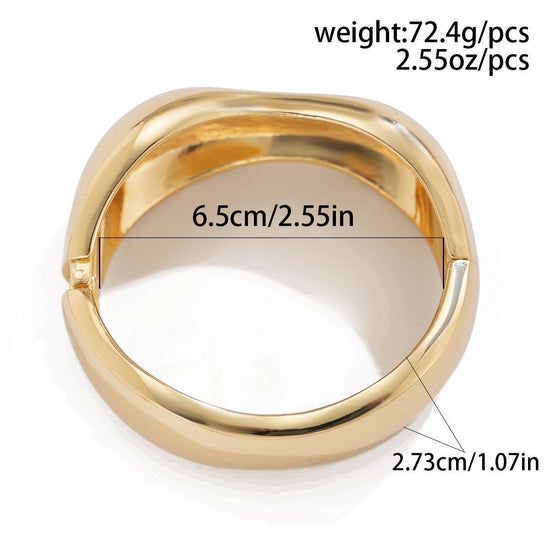 Curved S Shape Irregular Lava Bracelet, Gold Crinkle Texture Open Cuff, Modern Fashion Ladies Hand Jewelry for Holiday Christmas Halloween Gift Box, Code 2433