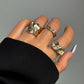 Irregular Crumple Metal Stacking Ring 3 Pieces Set, Gold Lava Texture Open Band Rings, Women Trendy Finger Jewelry for Christmas Halloween Party Favors, Code 4541