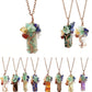 Natural Irregular Crystal Fragment Tree of Life Necklace, Antique Copper Frame, Lapis Lazuli, Christmas & Halloween Photo‑worthy Ornament, Fashion Layering Holiday Jewelry Gift