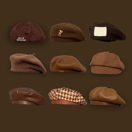 PU Leather Four‑Panel Octagonal Beret, Adjustable Head Circumference 56‑58cm, Christmas & Halloween Retro Outfit Headwear, Fashion Painter‑style Cap, Nice Holiday Gift for Women