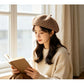Small Badge Heart Suede‑Feel Peaked Cap, Coffee Tone, Adjustable 56‑58cm, Christmas & Halloween Sweet Casual Headwear, Trendy Vintage Hat, Holiday Souvenir Gift