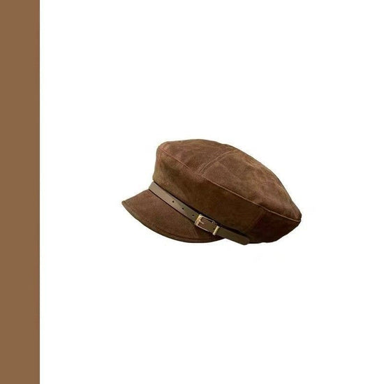 Mini Luxury‑Look Beret Hat, Coffee Tone, Adjustable 56‑58cm, Christmas & Halloween Commute Outfit Headwear, Soft Fashion Retro Cap, Women Holiday Gift