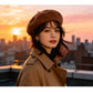 Mini Luxury‑Look Beret Hat, Khaki Tone, Adjustable 56‑58cm, Christmas & Halloween Gentle‑style Outfit Accessory, Soft Retro Painter Cap, Festival Gifting