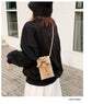 Women Hand‑woven Straw Shoulder Beach Bag, White‑Multicolor, Lightweight Single‑shoulder Phone Pouch, Christmas & Halloween Holiday Styling Accessory, Thoughtful Holiday Present