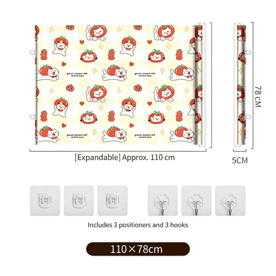 Cartoon Pattern Pet Retractable Barrier Gate, Small 78x110cm Tomato Cat Print, Anti‑jump Cat Isolation Fence, Indoor Safety Partition, Christmas & Halloween Decor Pet Supply, Practical Holiday Gift