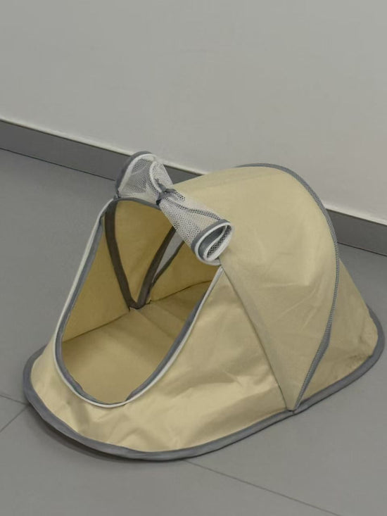 Pet Tent House for Cats & Dogs 68x35x30cm Beige,Portable Light‑weight Pet Cave Bed,Sun‑resistant Shelter for Indoor & Camping Picnic Outdoor Activities,Great for Christmas Halloween Decor & Holiday Present