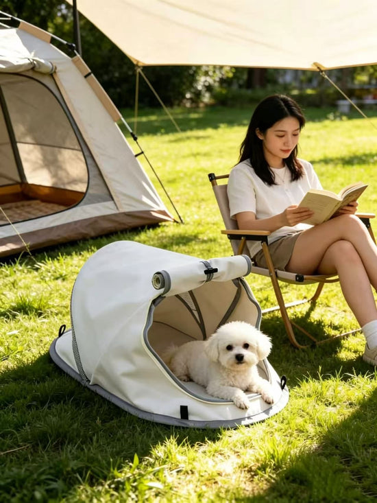 Pet Tent House for Cats & Dogs 68x35x30cm Beige,Portable Light‑weight Pet Cave Bed,Sun‑resistant Shelter for Indoor & Camping Picnic Outdoor Activities,Great for Christmas Halloween Decor & Holiday Present