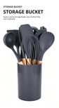 Silicone Kitchen Utensils 12‑Piece Set Dark Grey,Multi‑Function Spatula Soup Spoon for Non‑Stick Cookware,Home Kitchen Accessory,Christmas Halloween Holiday Present for Kitchen Lovers
