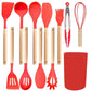 Silicone Kitchen Utensils 12‑Piece Set Red,Heat‑Resistant Spatula and Spoon Kit for Non‑Stick Pan,Everyday Household Cooking Tool,Christmas Halloween Party Favor & Practical Gift