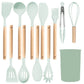 Silicone Kitchen Utensils 12‑Piece Set Light Green,Multi‑Purpose Silicone Spatula Spoon Collection,Gentle for Non‑Stick Surface,Household Kitchen Supply,Christmas Halloween Holiday Gift