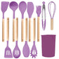 Silicone Kitchen Utensils 12‑Piece Set Purple,Non‑Scratch Silicone Cooking Spatula & Spoon Set,Household Kitchen Gadget for Daily Use,Christmas Halloween Gifting for Home Cooks